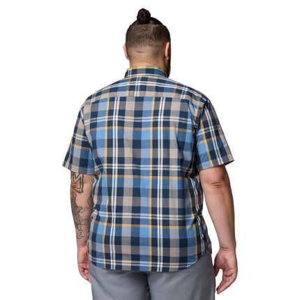 Columbia Men's Rapid Rivers II Short Sleeve Hiking Shirt Opaque, Multicolor Plaid Navy Collegiale, S