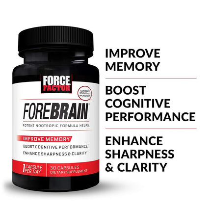 Forebrain Cognitive Performance Nootropic with COGNIGRAPE & Thinkamine – Improve Memory, Focus, Clarity, & Mental Energy, Force Factor, 30ct.