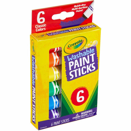 Crayola® Washable Paint Sticks, Assorted Colors, Pack Of 6 Sticks