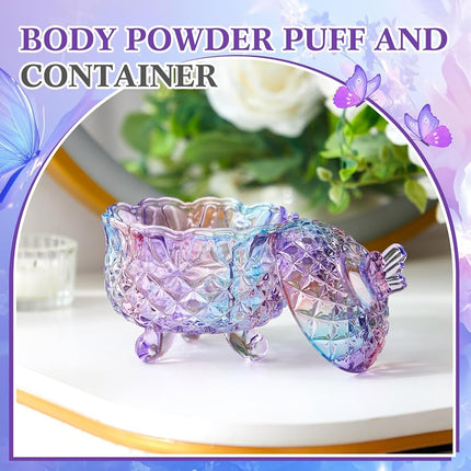 Tioncy 3 Pcs Large Powder Container and Puff Set, Butterfly, Pastel