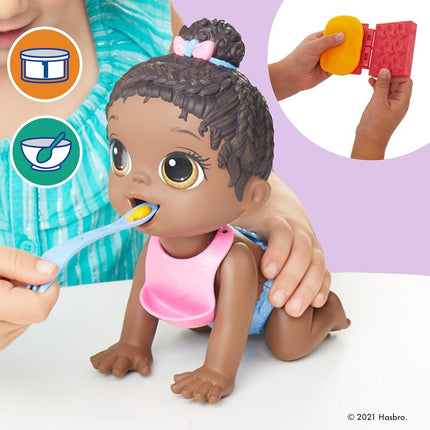 Baby Alive Lil Snacks Doll, Eats and Poops, Snack-Themed 8-Inch Baby Doll, Snack Box Mold, Toy for Kids Ages 3 and Up, Black Hair