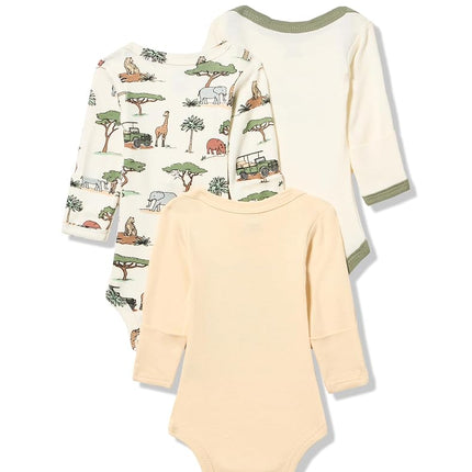 Hudson Baby Unisex - Bodis de algodón de manga larga para bebé, Going on Safari, prematuro, paquete de 3 unidades, prematuro