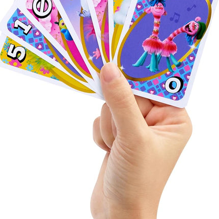 Mattel Games UNO Trolls 3: Band Together Card Game for Kids, Adults & Game Night Featuring Trolls Characters & Special Rule