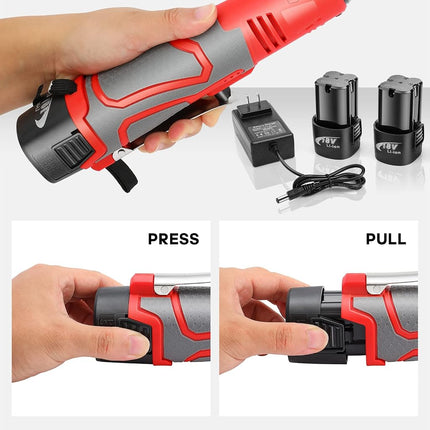 FAHKNS Llave de carraca inalámbrica extendida de 18 V, juego de llaves eléctricas de 3/8, 45 ft-lbs (60 N.m) 400RPM de potencia, 2 baterías de iones de litio de 2.0 Ah, 7 vasos (10/11/12/13/14/15/17mm) y cargador, gatillo de velocidad variable