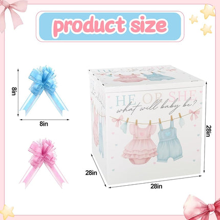 AmazingSpark 28in Giant Gender Reveal Gift Box Kit, Baby Clothes