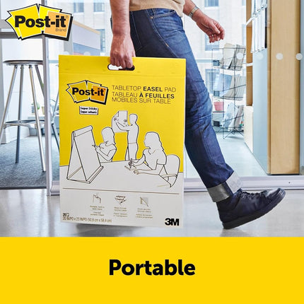 Post-it Super Sticky Portable Tabletop Easel Pad w/Dry Erase Panel 20 x 23 Inches, 20 Sheets/Pad, 2 Pads, One Side White Self Stick Flip Chart Paper, One Side Dry Erase, Built-in Stand (563DE VAD 2PK)