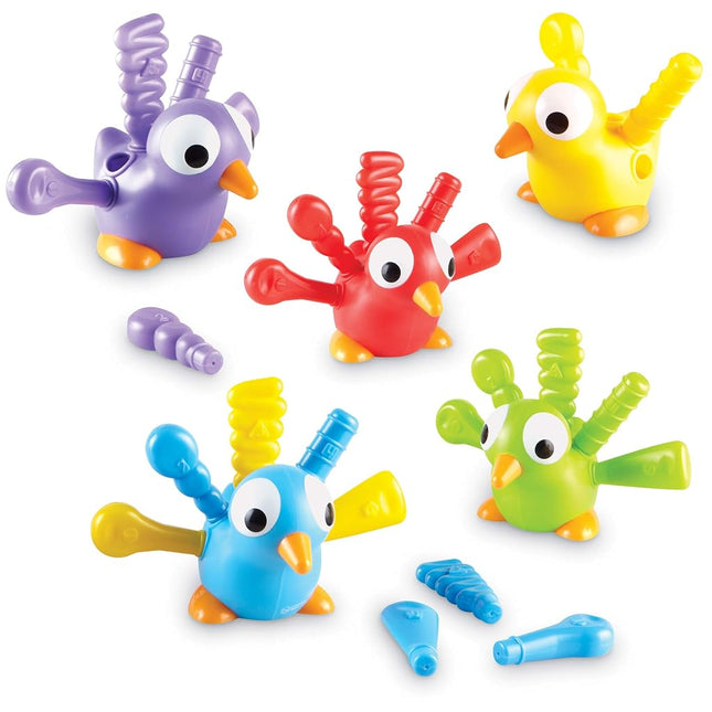 Learning Resources Fine Motor Peacock Pals - 5 Pieces, Ages 18+ Months Toddler Learning Toys, Fine Motor and Sensory Toys
