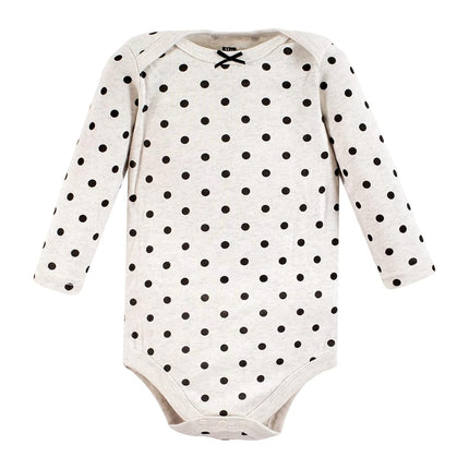 Hudson Baby Baby Girls Cotton Long-sleeve Bodysuits 3-pack, Cinnamon Pink Prints, 0-3 Months