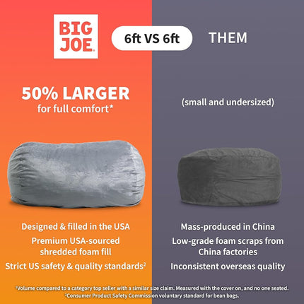 Big Joe 0002658 Media Lounger Foam Filled Bean Bag Chair, Fog Lenox