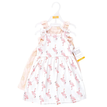 Hudson Baby Baby Girls' Cotton Dresses, Flamingo Pineapple, 6-9 Months