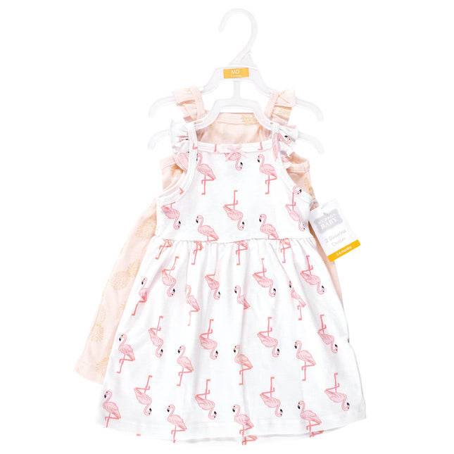 Hudson Baby Baby Girls' Cotton Dresses, Flamingo Pineapple, 6-9 Months