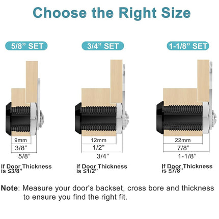 Cam Locks Cabinet Lock Keyed Alike, Black Finish 5/8'' (Length) Cylinder Fits on 3/8'' Max Panel Thickness Secure Files Drawers RV Storage Locks Replacement Set, Zinc Alloy (Black 5/8 Inch 2Pcs)