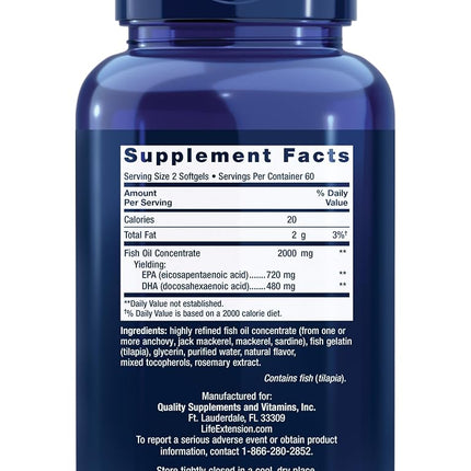 Life Extension Mega Epa Dha Softgels, 120 Count