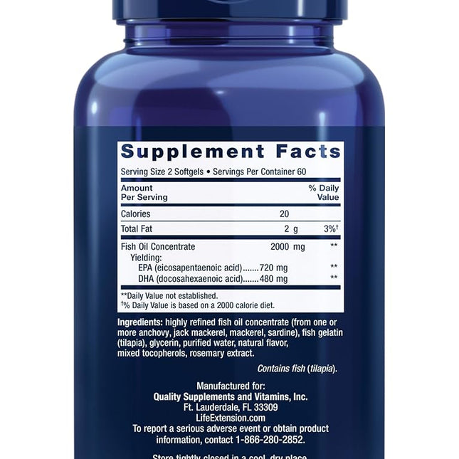 Life Extension Mega Epa Dha Softgels, 120 Count