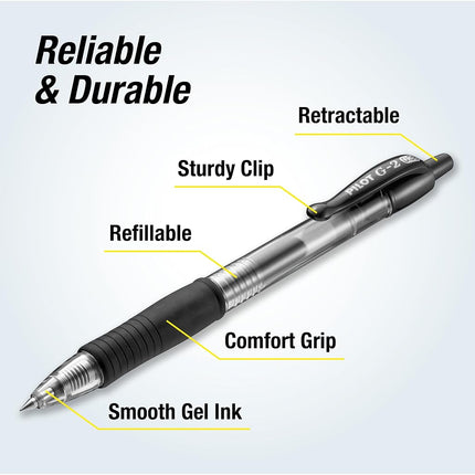 Pilot G2 Retractable Premium Gel Ink Roller Ball Pens, Ultra Fine Point, Black, Box of 12 -31277