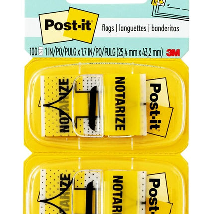 Post-it Notarize Flags, 50/Dispenser, 2 Dispensers/Pack, 1 in Wide, Yellow (680-NZ2)