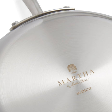 Martha Stewart Martha Sartén salteadora de acero inoxidable de triple capa de 25 cm