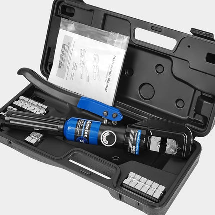 AMZCNC Hand Operated Hydraulic Crimping Hydraulic Cable Lug Crimper 8 US TON 12 AWG to 00 (2/0) Electrical Terminal Cable Wire Tool Kit with 9 Die