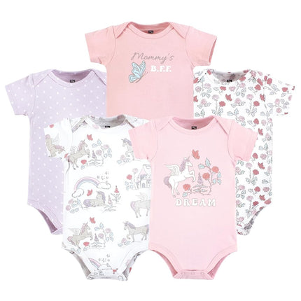 Hudson Baby Unisex Baby Cotton Bodysuits, Unicorn Dream World, Newborn
