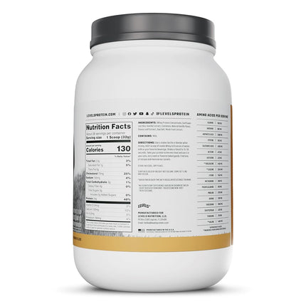 Levels 2LB Vanilla Cinnamon 100% Grass Fed Whey Protein, Undenatured, No GMOs