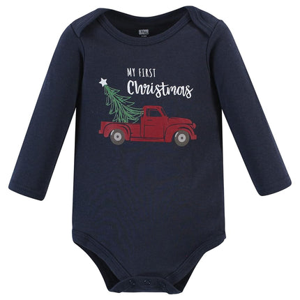 Hudson Baby unisex-baby Cotton Long-sleeve Bodysuits, Boy Holiday Village, 6-9 Months
