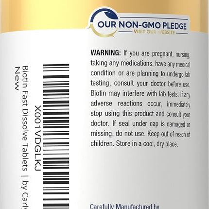 Carlyle Biotin 10000mcg | 250 Fast Dissolve Tablets | Max Strength