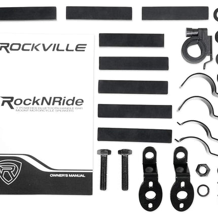 (2) Rockville RockNRide 3" Powered Bluetooth Metal Motorcycle Handlebar Speakers