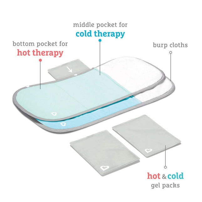 Kit de secours Munchkin TheraBurpee contre les coliques et la fièvre avec des linges à roter à thermothérapie chaude et froide, multicolore, ensemble de 4 pièces