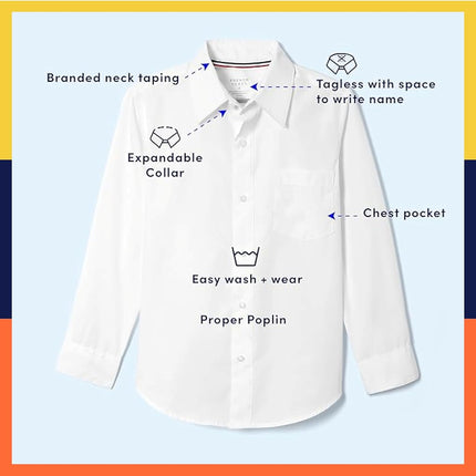 French Toast Boys Expandable Collar Dress with Long Sleeves (Standard & Plus) Button Down Shirt, Yellow, 5 Years