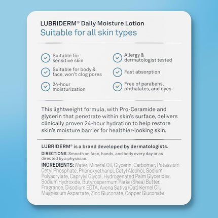 Lubriderm Daily Moisture Hydrating Body and Hand Lotion with Vitamin B5, Non-Greasy, 24 fl. oz
