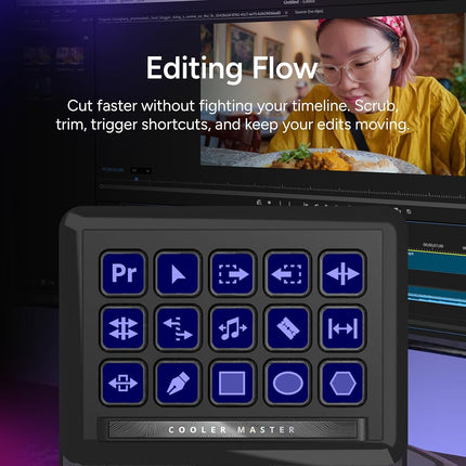 Cooler Master MasterHUB Creator Kit: Fully Modular Allows You to Customize with Base, 15xKeys IPS Display, 2xRoller, and 5xFader Modules - Empowering Your Workflow