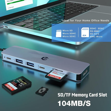 7-1 USB C Hub, Tymyp Adapter with HDMI, 100W Powered USB PD Charger, USB C 3.0, 2 x USB 3.0 Ports, SD Micro SD Card Reader, Compatible for USB C Laptops Dell XPSHPSurface and Other Type C Devices