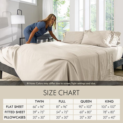 ClevaHome King Size Sheet Set - 6 Piece Soft Luxury Sheets, Oat Milk
