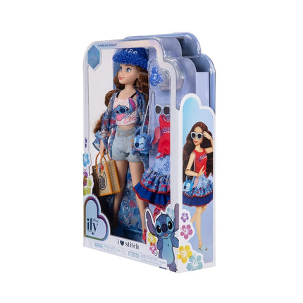 Disney ily 4EVER Fashion Dolls Stitch 30cm/11.5" Tall with 13 Points of Articulation, Two Complete Mix-and-Match Outfits and Glittery Mickey Ring for You!, Wavey Brown Hair