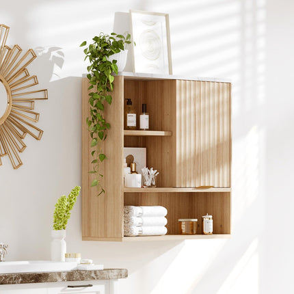 Fluted Bathroom Wall Cabinet with Sliding Door, Me
