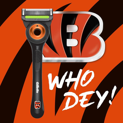 Gillette Labs Special NFL Bengals Edition Men's Razor - 1 Handle, 4 Blade Refills and Magnetic Holder, Perfect for Game Day Grooming, GilletteLabs with Exfoliating Bar