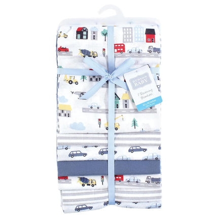 Multipack de langes de réception en coton et polyester Little Treasure Hudson Baby, motif Blue City Life, 76x76 cm