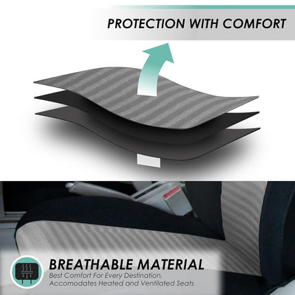 FH GROUP FH-FB060217 Three Row Trendy Elegance Car Seat Covers w. 7 Headrests, Airbag compatible and Split Bench, Gray/Black color- Fit Most Car, Truck, Suv, or Van