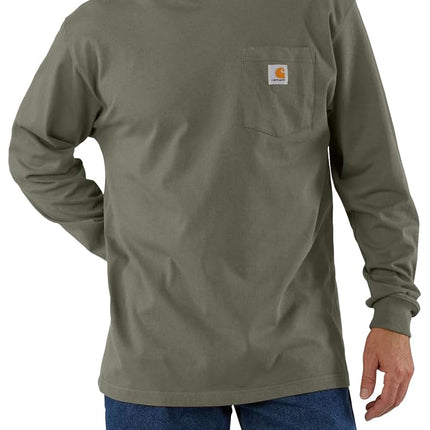 Carhartt Men's Loose Fit Heavyweight Longsleeve Pocket Tshirt, Dusty Olive, S