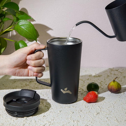Konokyo Insulated Tumbler with Handle and Straw, 26 OZ Travel Coffee Mug Stainless Steel Cup Metal Water Bottle,Black