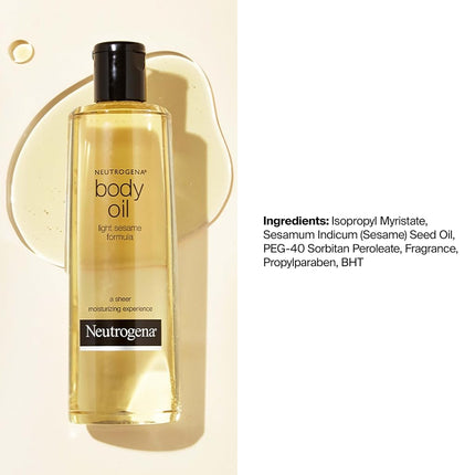 Neutrogena Lightweight Body Oil for Dry Skin, Sheer Moisturizer in Light Sesame Formula, 16 fl. oz