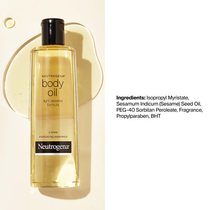 Neutrogena Lightweight Body Oil for Dry Skin, Sheer Moisturizer in Light Sesame Formula, 16 fl. oz