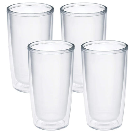 Tervis Crystal Clear Tabletop Made in USA Double Walled Insulated Tumbler Travel Cup Keeps Drinks Cold & Hot, 16oz - 4pk, Classic