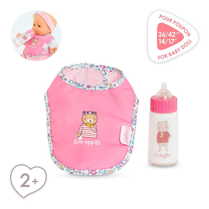 Corolle Mon Grand Poupon Bib and Magic Bottle for All 36-42 cm Baby Dolls, from 2 Years