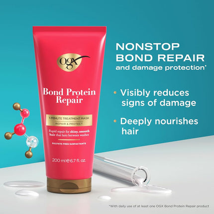 OGX Abbey Yung Favorites Set includes Bond Protein Repair 450°F Heat Protect Spray, Bond Protein Repair 1-Min Treatment Mask & Damage Remedy + Coconut Miracle Penetrating Oil, 3 Full Size Items