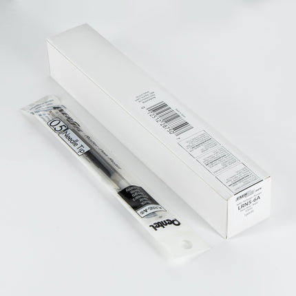 Tinta de recambio Pentel - para bolígrafo de gel EnerGel, punta de aguja de 0,5 mm, fina, tinta negra, paquete de 6 recambios