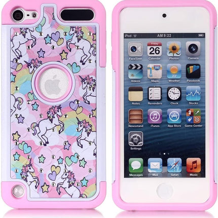 Étui Case Town compatible avec iPod Touch 5e, 6e, 7e génération, motif licorne arc-en-ciel, antichoc avec strass incrustés et cristal, étui hybride en silicone blindé pour Apple iPod Touch 5e et 6e