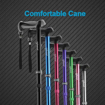 Rehand All Terrain Walking Stick - Foldable for Seniors & Adults, Swivel Tip and Heavy Duty Mobility Aid, Foldable for Men & Women (Silver)