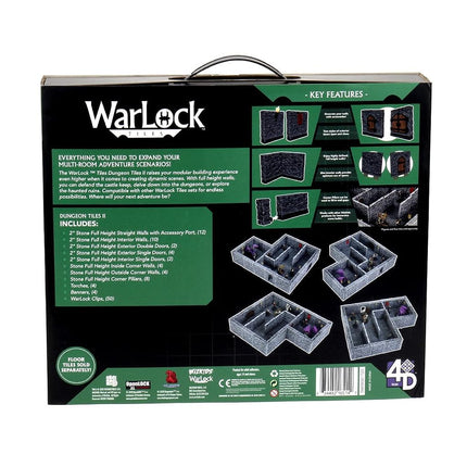 WizKids WarLock Tiles Miniatures - Dungeon Tiles II Full Height Stone Walls Expansion,Grey