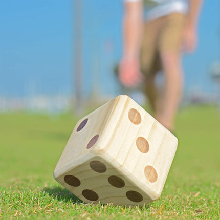 GoSports Giant 3.5 Inch Wooden Playing Dice Set with Rollzee Scoreboard (Includes 6 Dice, Dry-Erase Scoreboard and Canvas Carrying Bag)